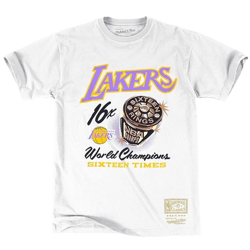 Los Angeles Lakers Mitchell & Ness NBA Bling Rings Vintage T-Shirt – White