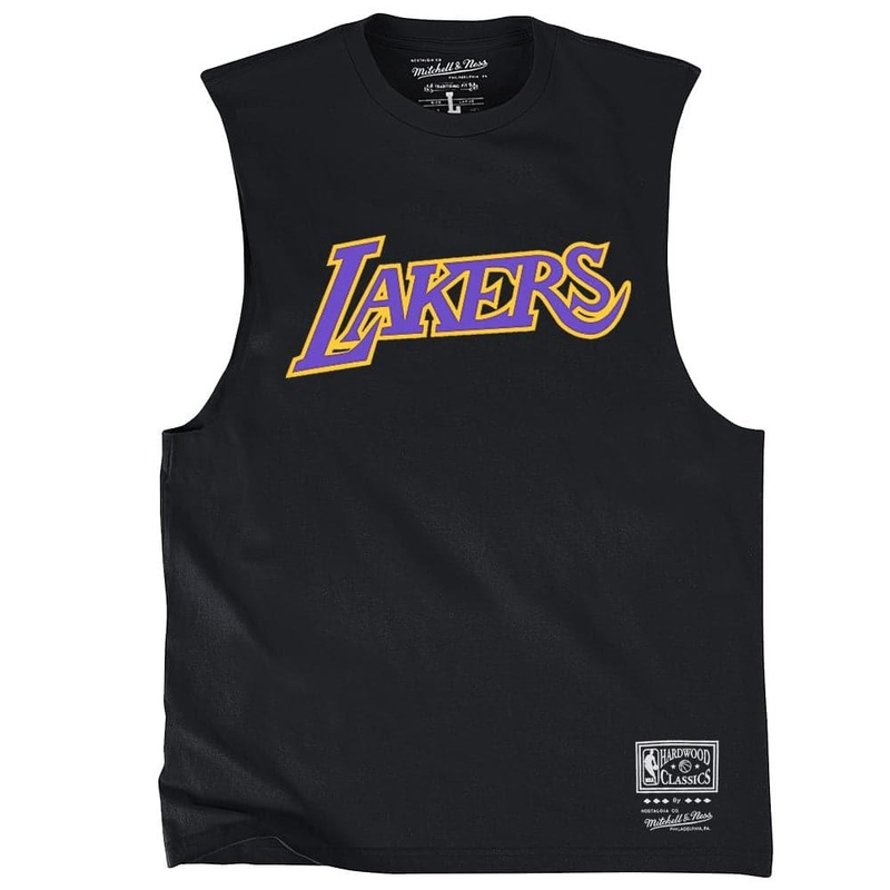Los Angeles Lakers Mitchell & Ness NBA HWC Wordmark Sleeveless Muscle T-Shirt – Black