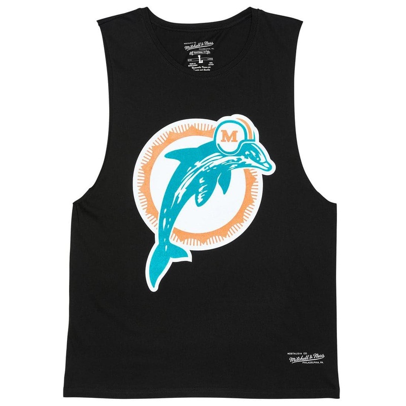 Miami Dolphins Mitchell & Ness NFL Retro Logo Sleeveless Muscle T-Shirt – Black