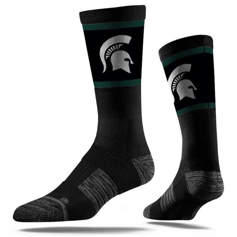 Michigan State Spartans Strideline NCAA Team Stripe Classic Crew Socks – Black