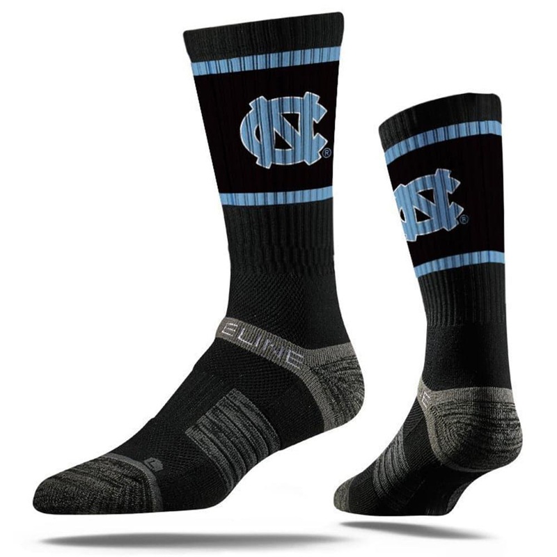 North Carolina Tar Heels Strideline NCAA Team Stripe Premium Crew Socks – Black