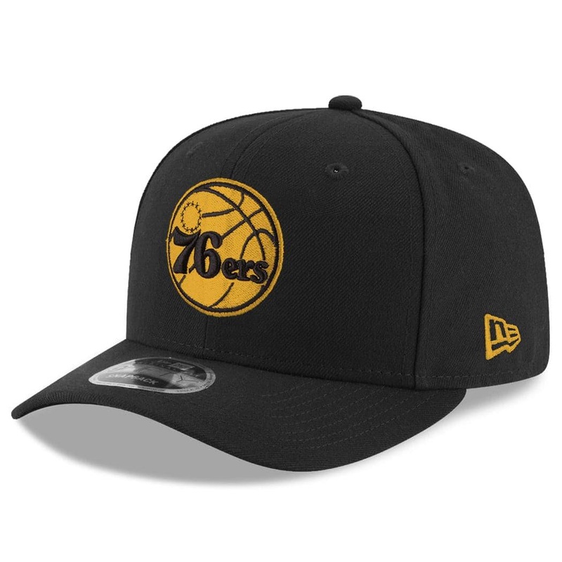 Philadelphia 76ers New Era NBA Amber Logo 9FIFTY OF Pre-Curved Snapback Hat – Black