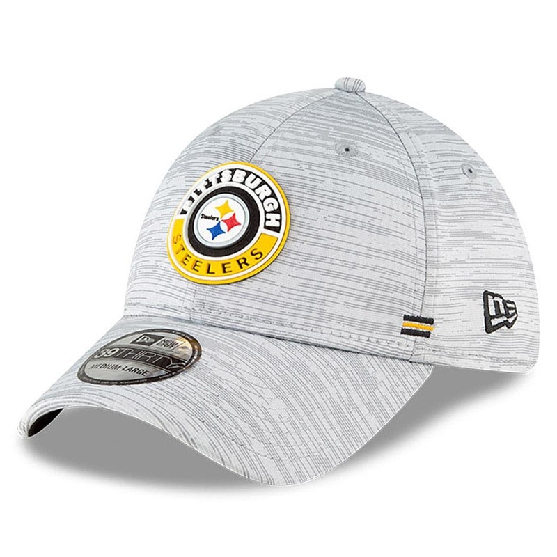 Pittsburgh Steelers New Era NFL 2020 Sideline 39THIRTY Flex Fit Curve Hat – Grey