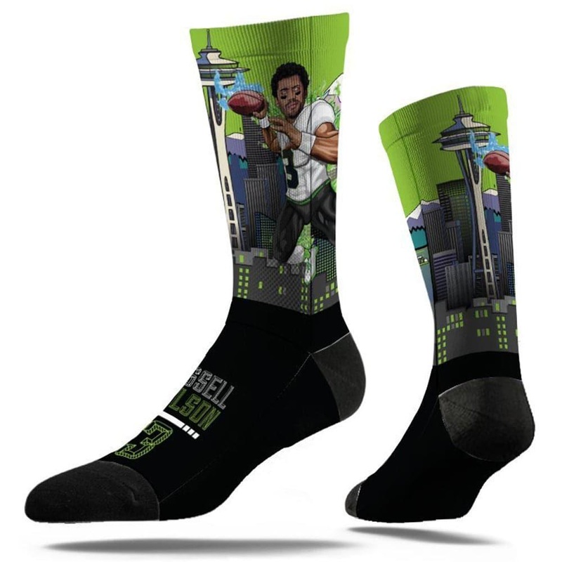 Russell Wilson Seattle Seahawks Strideline NFL Superhero Classic Crew Socks – Black
