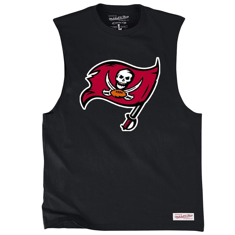 Tampa Bay Buccaneers Mitchell & Ness NFL Retro Logo Sleeveless Muscle T-Shirt – Black