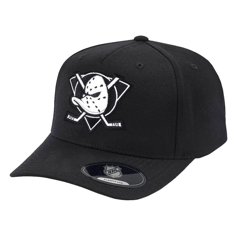 Anaheim Mighty Ducks NHL Black & White Logo 110 Curve Snapback Hat – Black