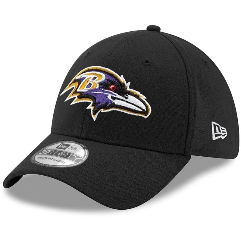 Baltimore Ravens New Era NFL Team 39THIRTY Flex Fit Curve Hat – Black