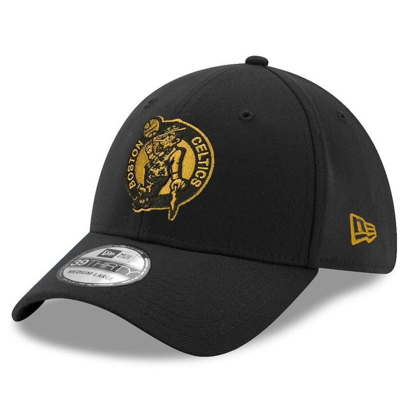 Boston Celtics New Era NBA Amber Logo 39THIRTY Curve Hat – Black