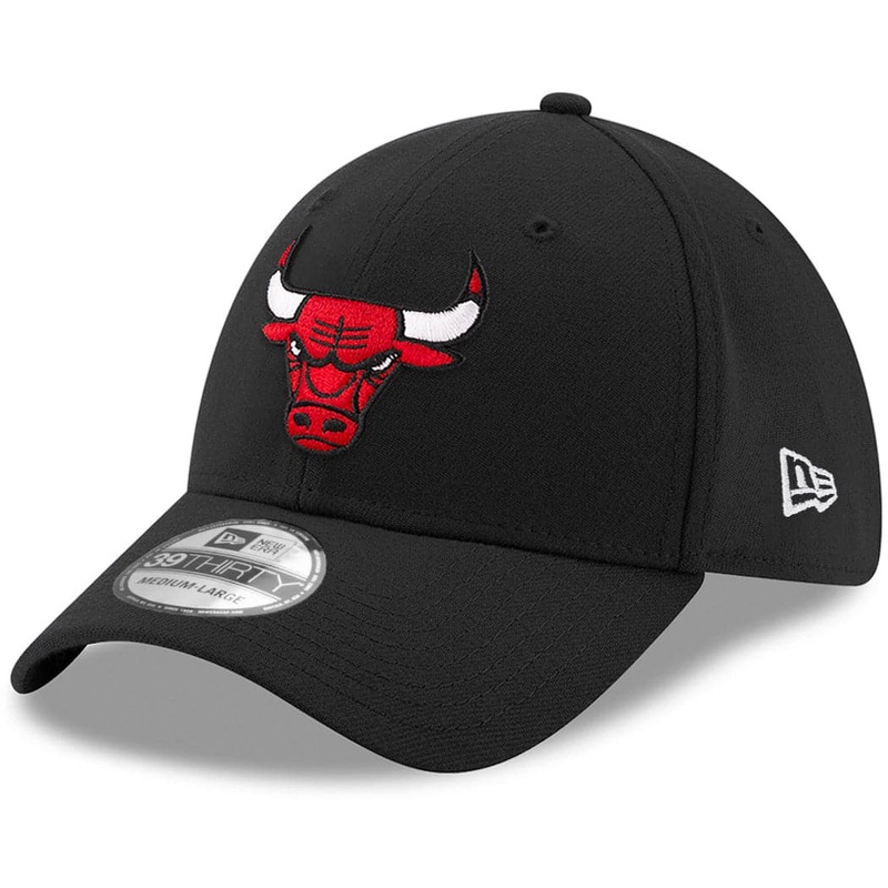 Chicago Bulls New Era NBA Team 39THIRTY Flex Fit Curve Hat – Black