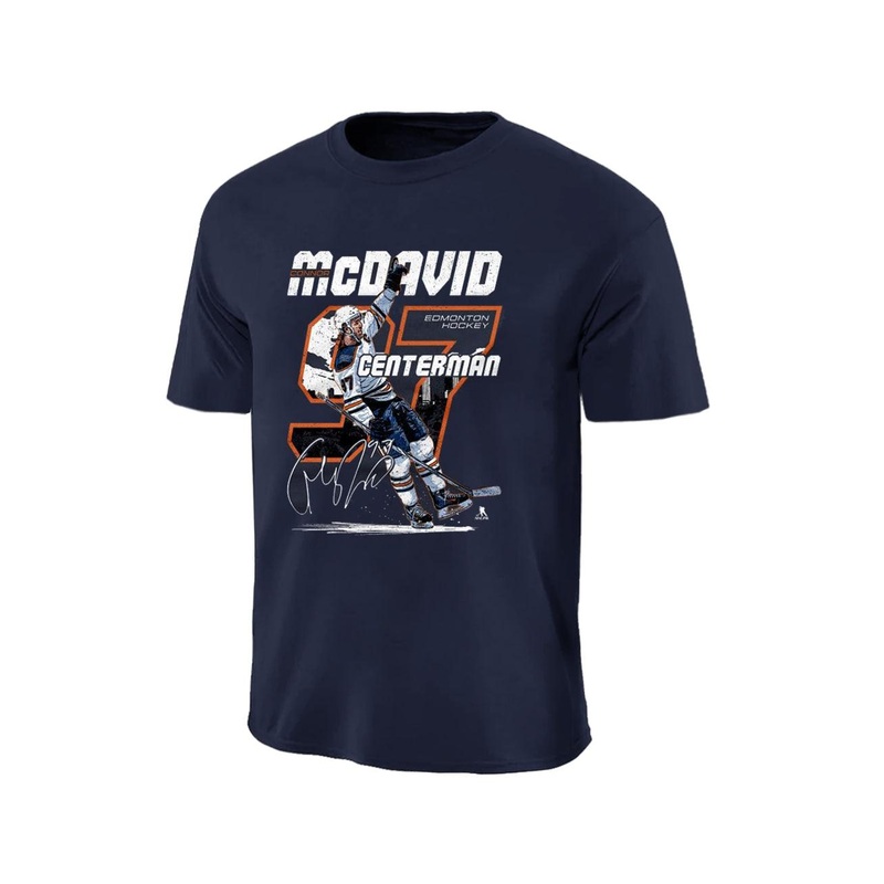 Connor McDavid Edmonton Oilers 500 Level NHL Celebration T-Shirt – Navy