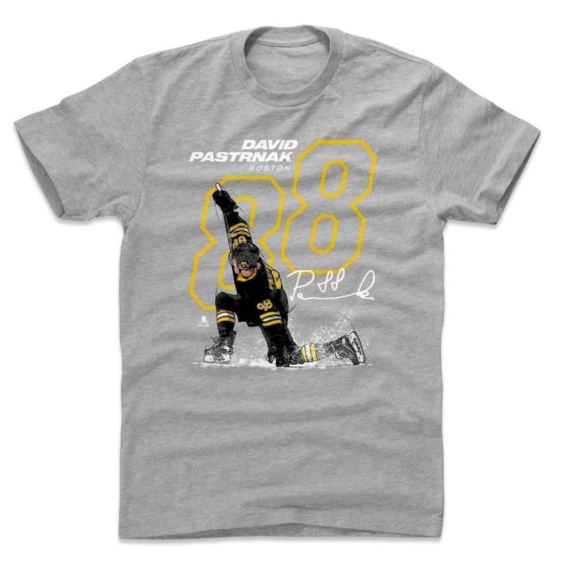David Pastrnak Boston Bruins 500 Level NHL Outline T-Shirt – Gray