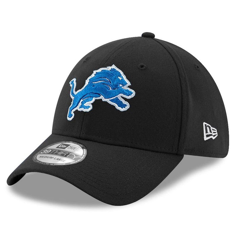 Detroit Lions New Era NFL Team 39THIRTY Flex Fit Curve Hat – Black
