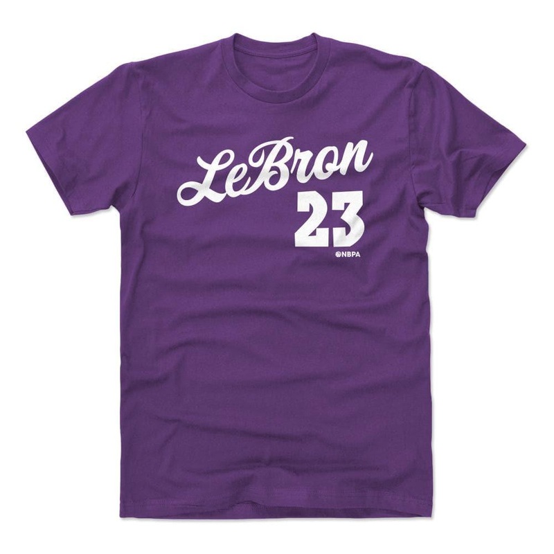 LeBron James Los Angeles Lakers 500 Level NBA Script T-Shirt – Purple