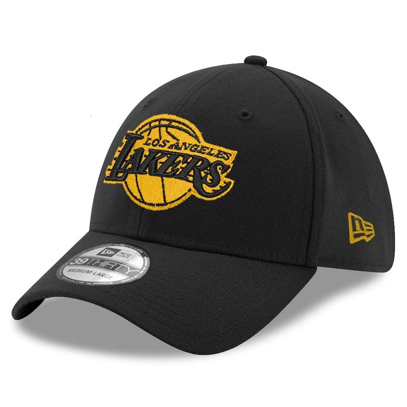 Los Angeles Lakers New Era NBA Amber Logo 39THIRTY Curve Hat – Black