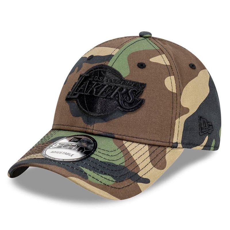 Los Angeles Lakers New Era NBA Black Tonal 9FORTY Snapback Curve Hat – Camo