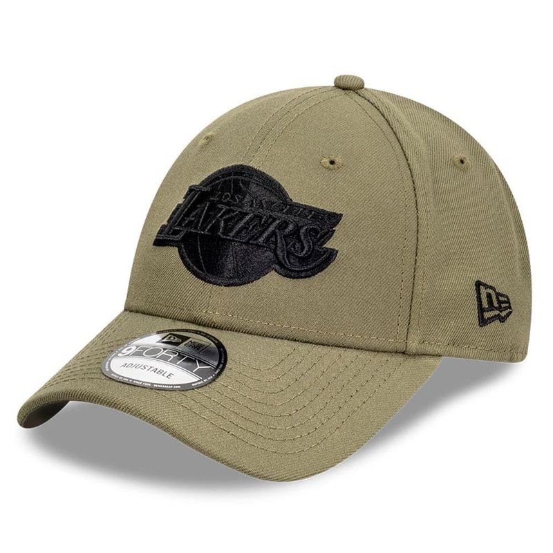 Los Angeles Lakers New Era NBA Black Tonal 9FORTY Snapback Curve Hat – Olive
