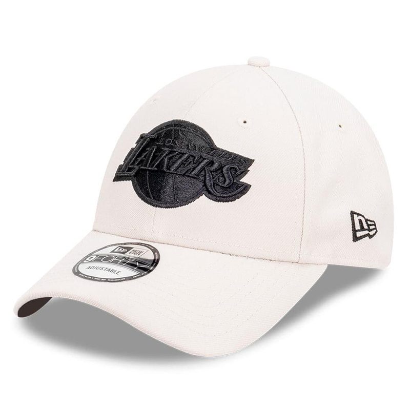 Los Angeles Lakers New Era NBA Black Tonal 9FORTY Snapback Curve Hat – Stone