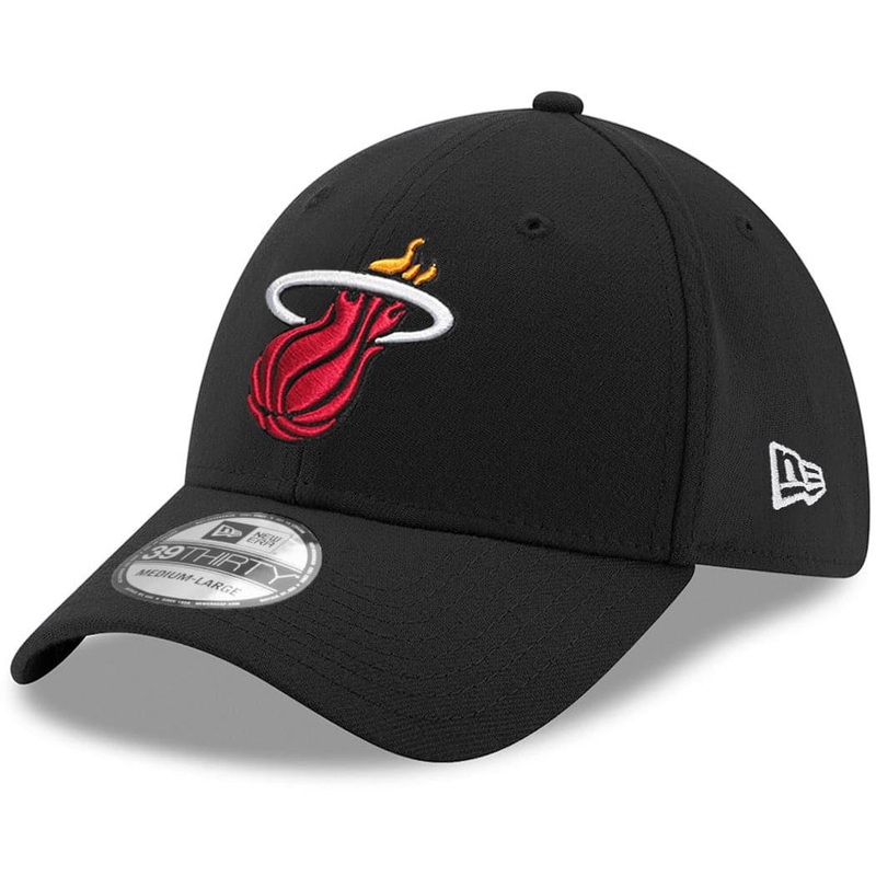 Miami Heat New Era NBA Team 39THIRTY Flex Fit Curve Hat – Black