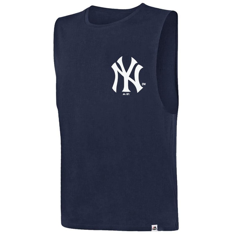 New York Yankees Majestic MLB Yisser Sleeveless Muscle T-Shirt – Navy