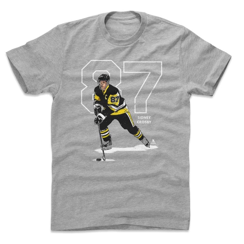 Sidney Crosby Pittsburgh Penguins 500 Level NHL Outline T-Shirt – Gray