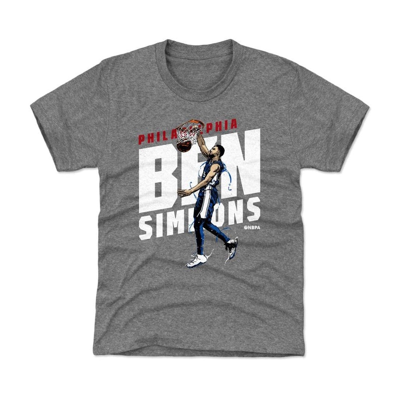Kids/Youths Ben Simmons Philadelphia 76ers 500 Level NBA Slant T-Shirt – Grey