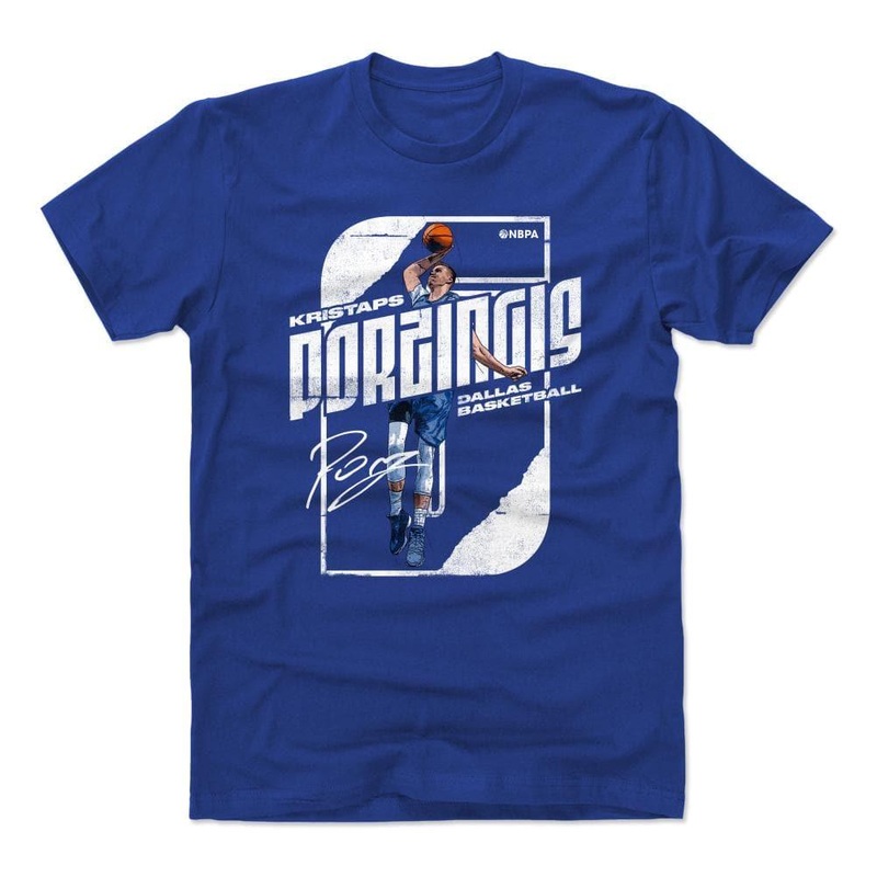 Kristaps Porzingis Dallas Mavericks 500 Level NBA Stretch T-Shirt – Blue