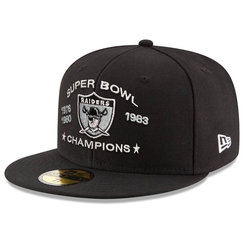 Las Vegas Raiders New Era NFL Champions History 59FIFTY Fitted Hat – Black