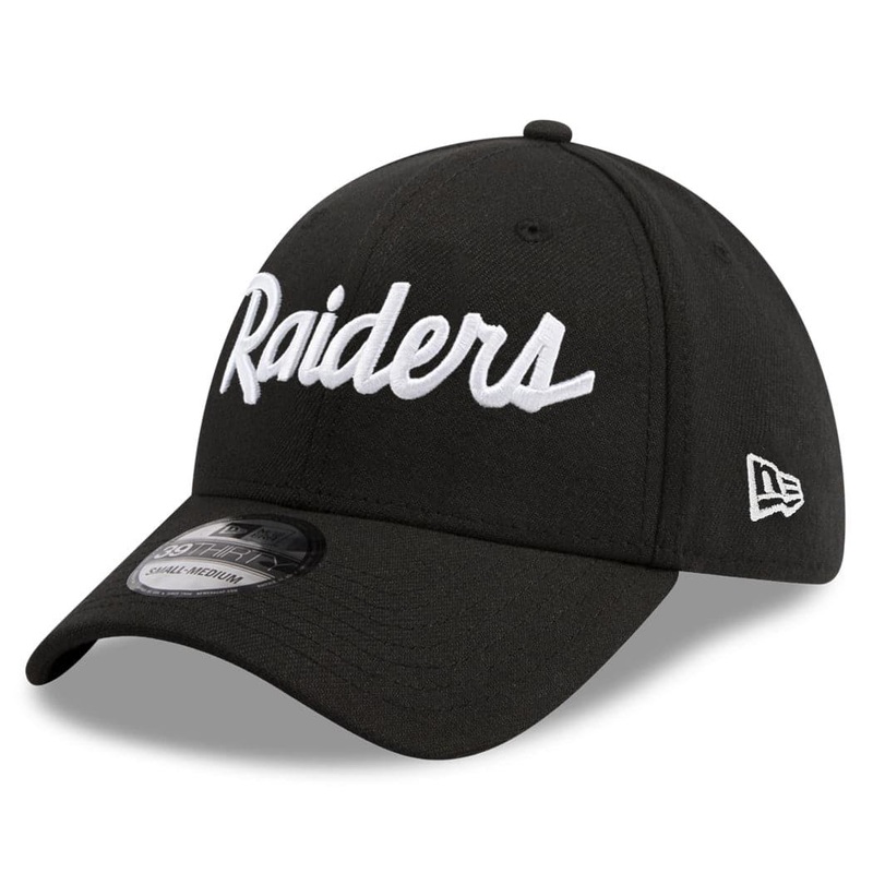 Las Vegas Raiders New Era NFL Script 39THIRTY Flex Fit Curve Hat – Black