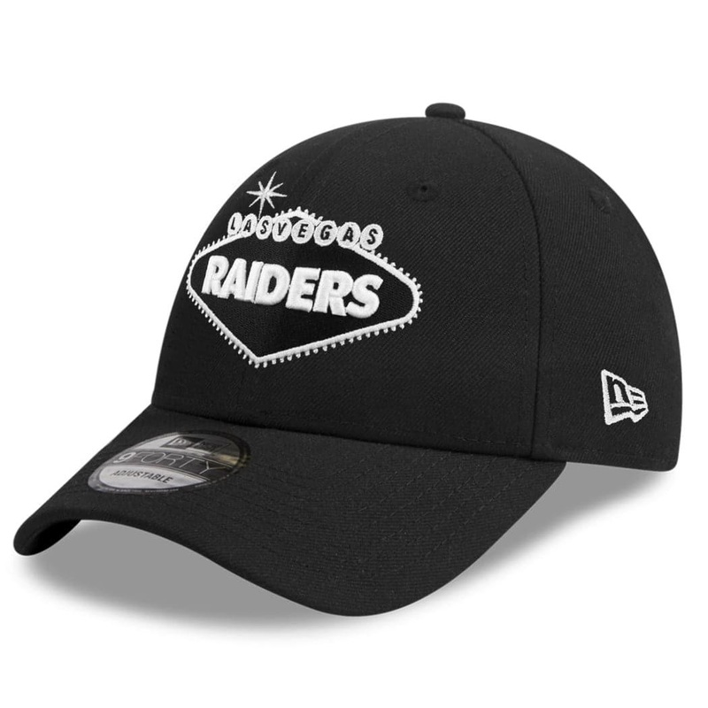 Las Vegas Raiders New Era NFL Sign 9FORTY Snapback Curve Hat – Black