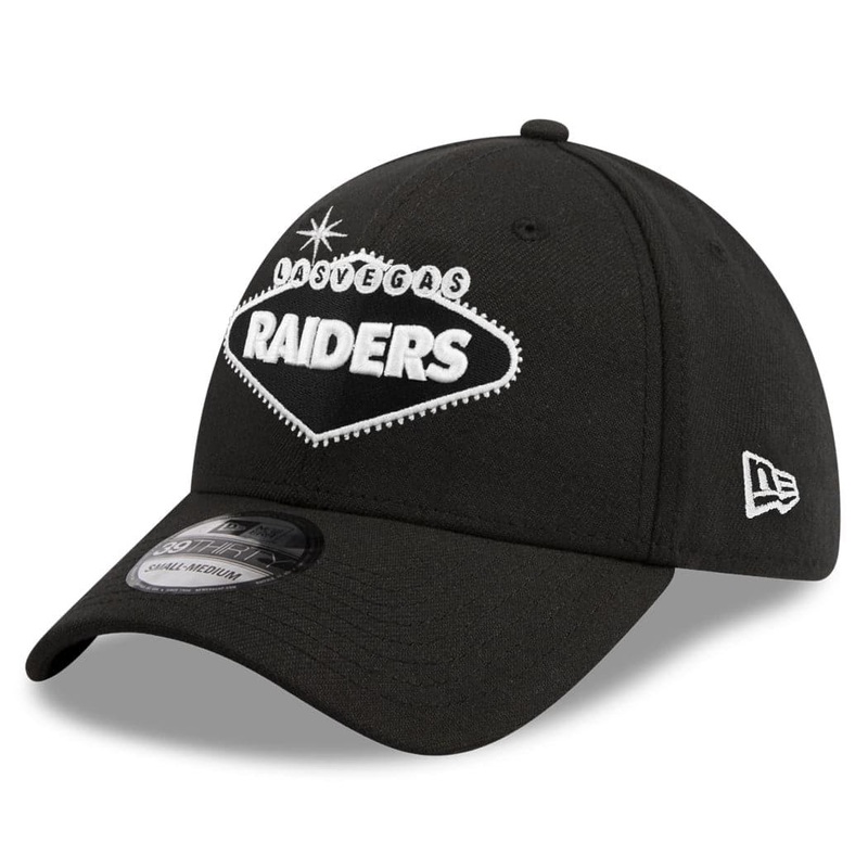 Las Vegas Raiders New Era NFL Vegas Sign 39THIRTY Flex Fit Curve Hat – Black