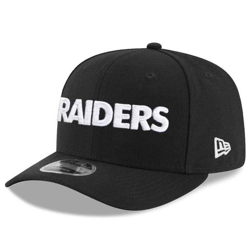 Las Vegas Raiders New Era NFL Wordmark 9FIFTY OF Pre-Curved Snapback Hat – Black