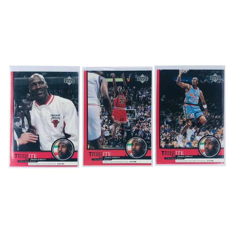 Michael Jordan Chicago Bulls 1999-20 Upper Deck NBA 3 Card Tribute Set