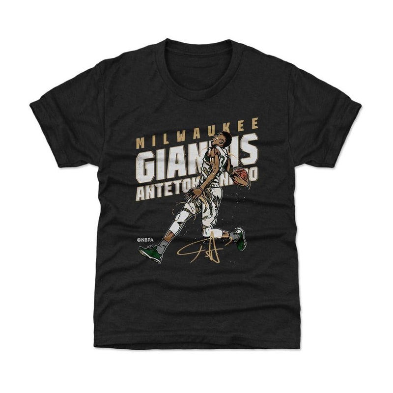 Youths Giannis Antetokounmpo Milwaukee Bucks 500 Level NBA Slam T-Shirt – Black