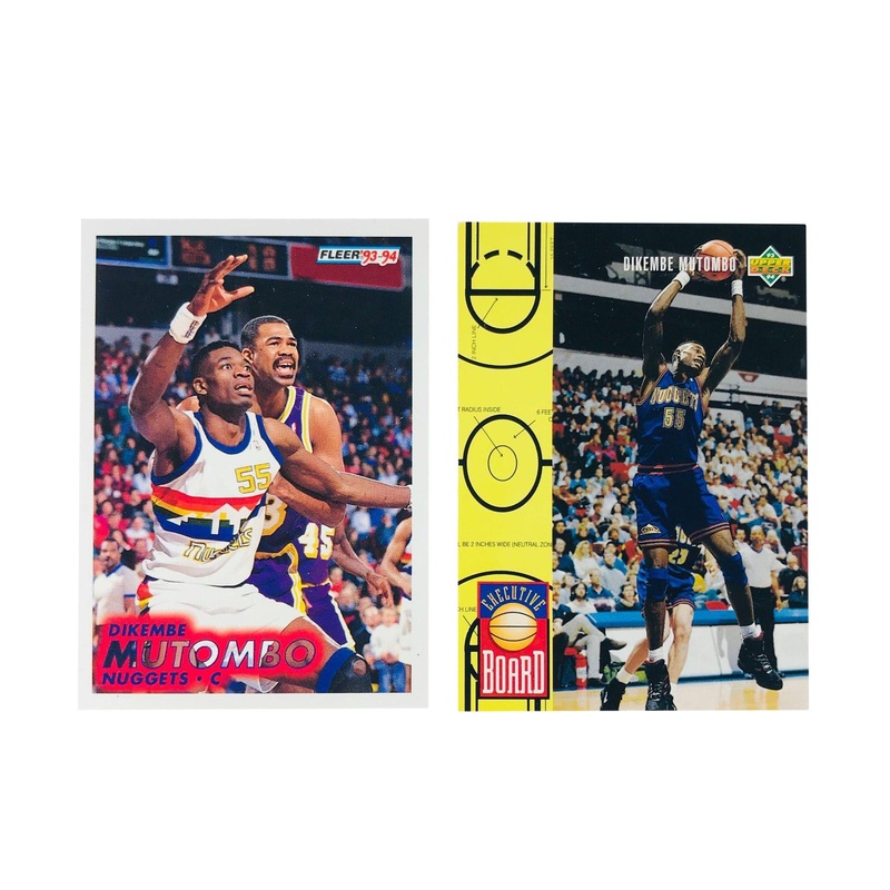 Dikembe Mutombo Denver Nuggets NBA 2 Card 90’s Set