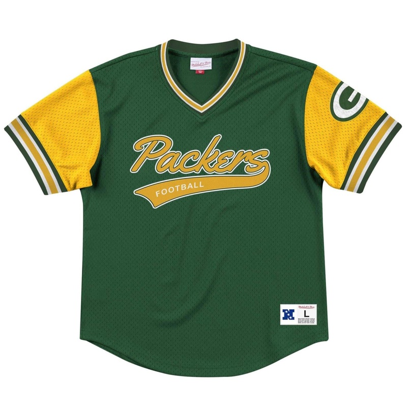 Green Bay Packers Mitchell & Ness NFL Top Prospect Mesh V- Neck – Green