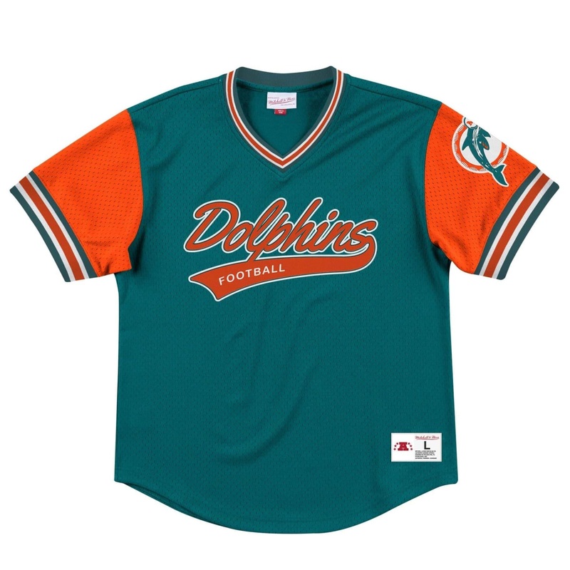 Miami Dolphins Mitchell & Ness NFL Top Prospect Mesh V- Neck – Teal