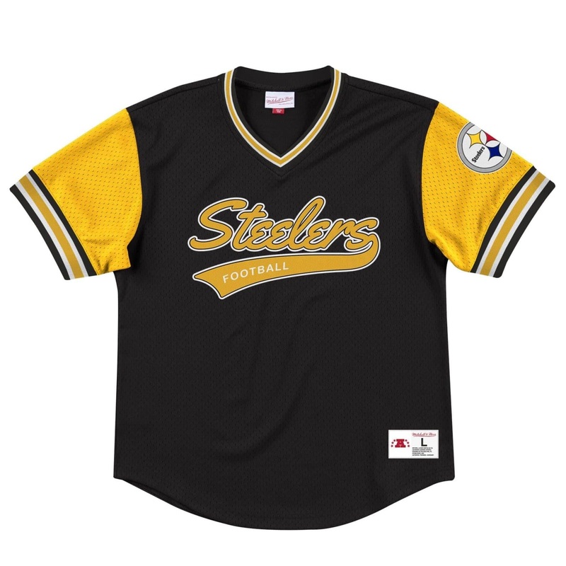 Pittsburgh Steelers Mitchell & Ness NFL Top Prospect Mesh V- Neck – Black