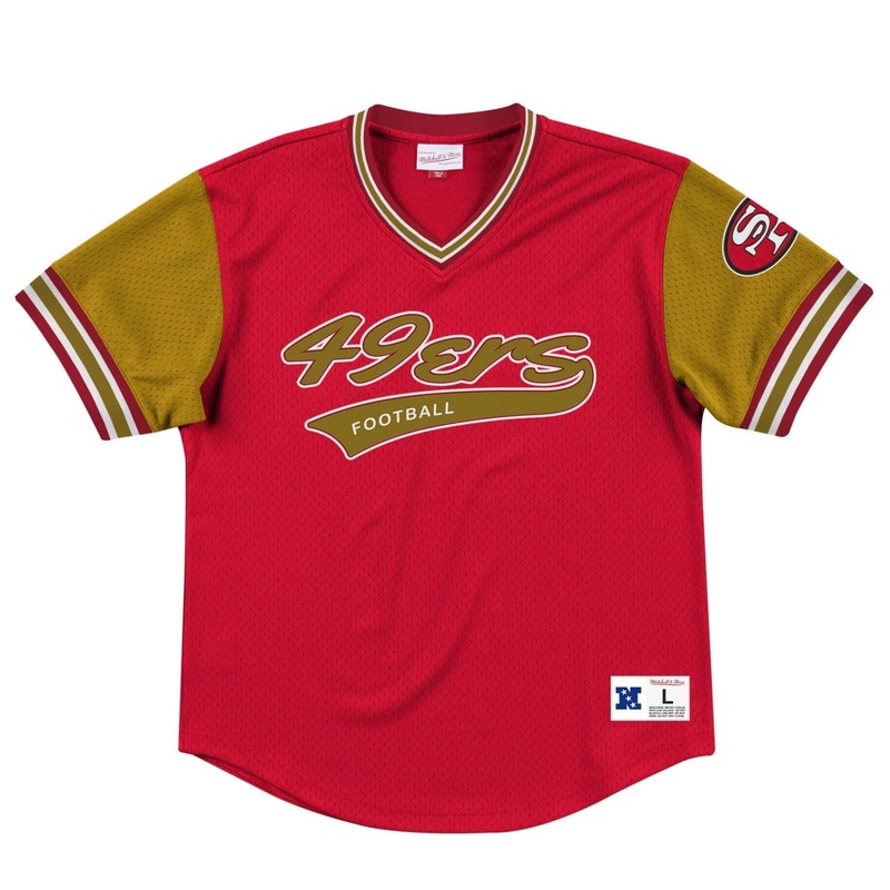 San Francisco 49ers Mitchell & Ness NFL Top Prospect Mesh V- Neck – Red