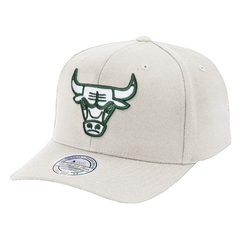 Chicago Bulls Mitchell & Ness NBA 110 Forest Snapback Hat – Stone