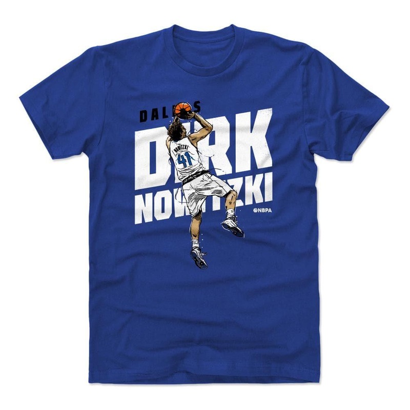 Dirk Nowitzki Dallas Mavericks 500 Level NBA Fadeaway T-Shirt – Blue
