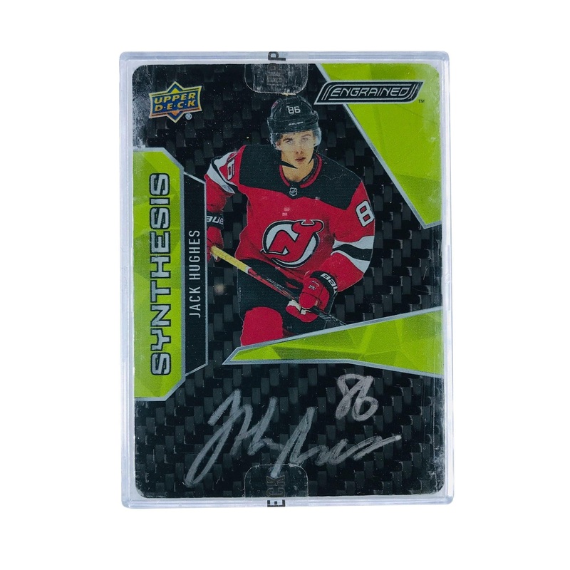Jack Hughes New Jersey Devils 19-20 Upper Deck Engrained NHL Synthesis Auto Card