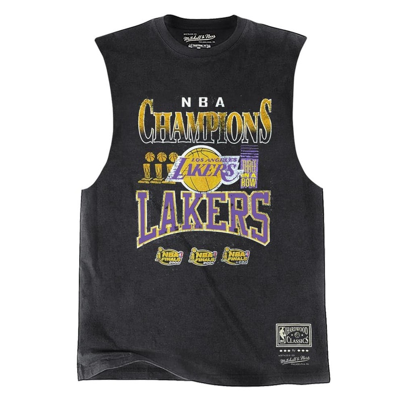 Los Angeles Lakers Mitchell & Ness NBA Vintage Champs Muscle T-Shirt – Black