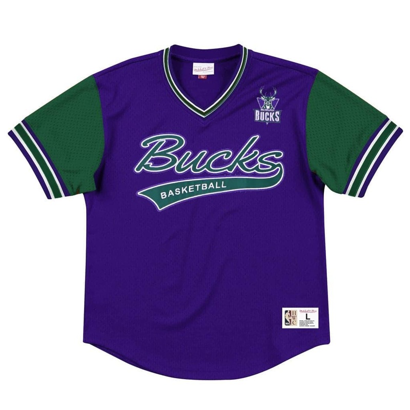 Milwaukee Bucks Mitchell & Ness NBA Top Prospect Mesh V-Neck – Purple