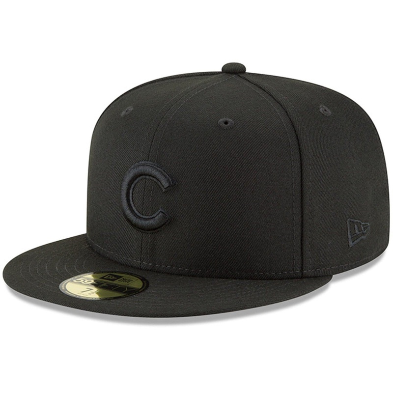 Chicago Cubs New Era MLB Black On Black 59FIFTY Fitted Hat – Black