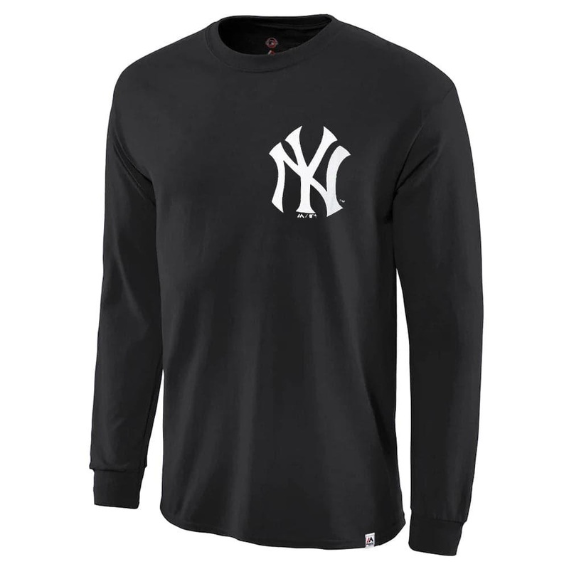 New York Yankees Majestic MLB Gramer Long Sleeve T-Shirt – Black