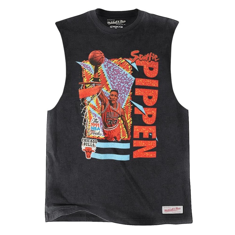 Scottie Pippen Chicago Bulls Mitchell & Ness NBA Vintage Retro Player Muscle T-Shirt – Black