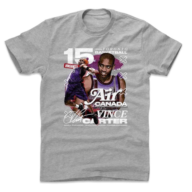 Vince Carter Toronto Raptors 500 Level NBA Graphic T-Shirt – Grey