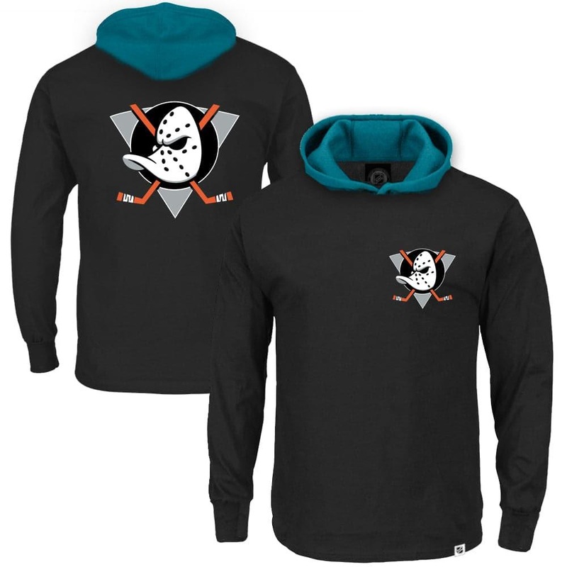 Anaheim Mighty Ducks NHL Upper Hooded Long Sleeve T-Shirt – Black