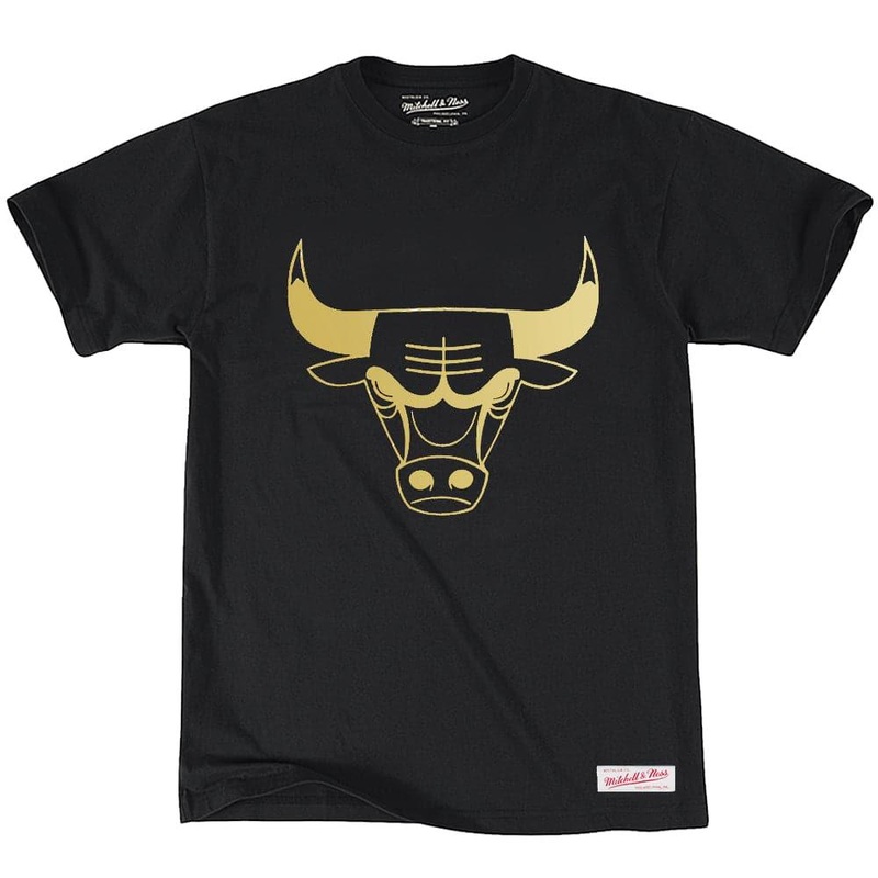 Chicago Bulls Mitchell & Ness NBA Gold Logo T-Shirt – Black