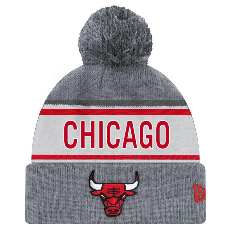 Chicago Bulls New Era NBA Official Marle Knit Pom Beanie – Grey